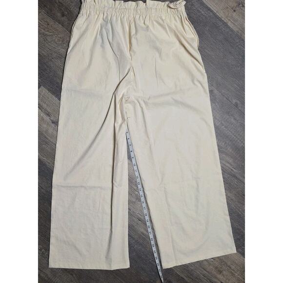 NWT Tugege Womens 2XL Cream Wide Leg Pants Elastic Waist Drawstring Boho Lounge - Picture 7 of 8